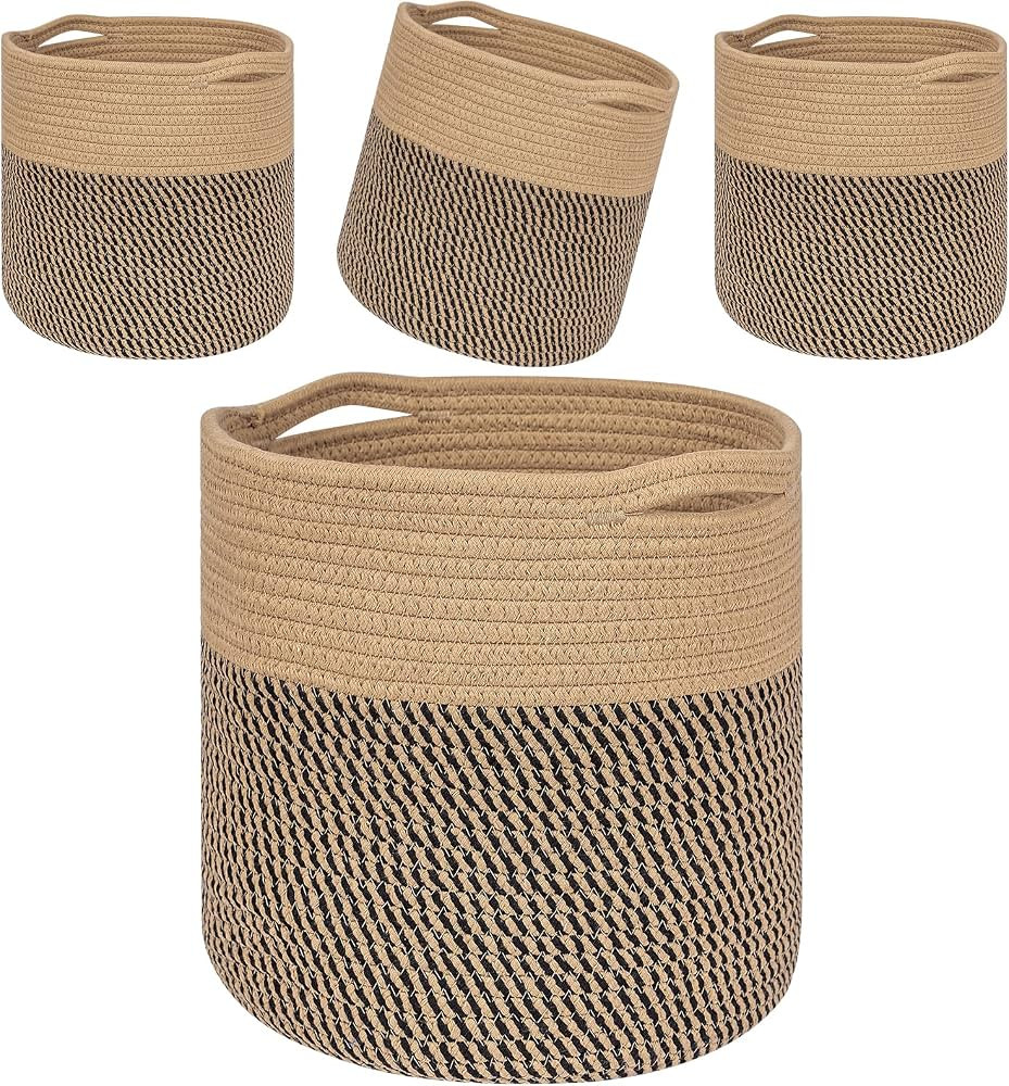 CubesLand Woven Basket Sets 4,Multipurpose Collapsible Cube Storage Organizer Basket Bin 11x11in,... | Amazon (US)