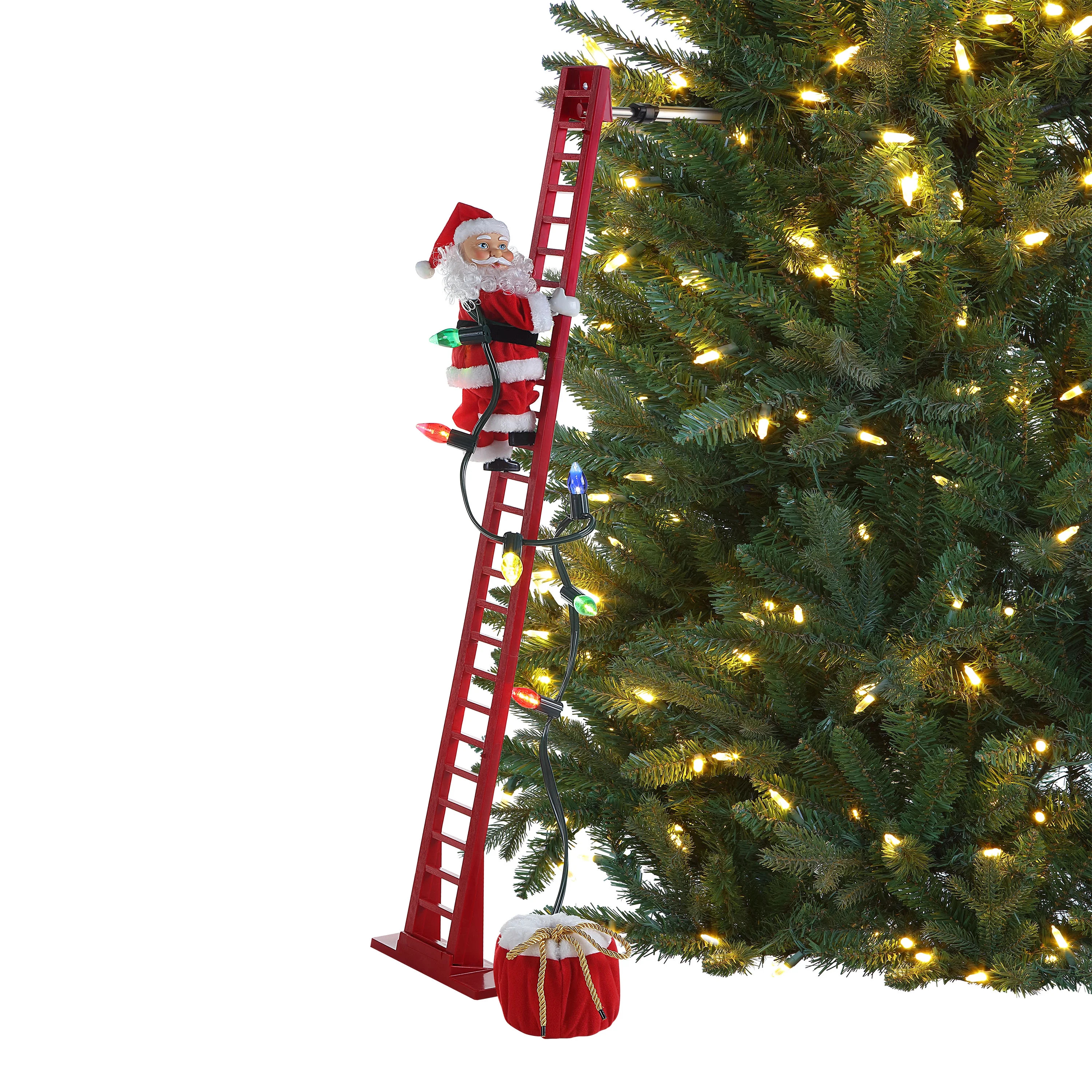 Mr. Christmas 42" Animated Super Climbing White Santa, Red Ladder | Walmart (US)