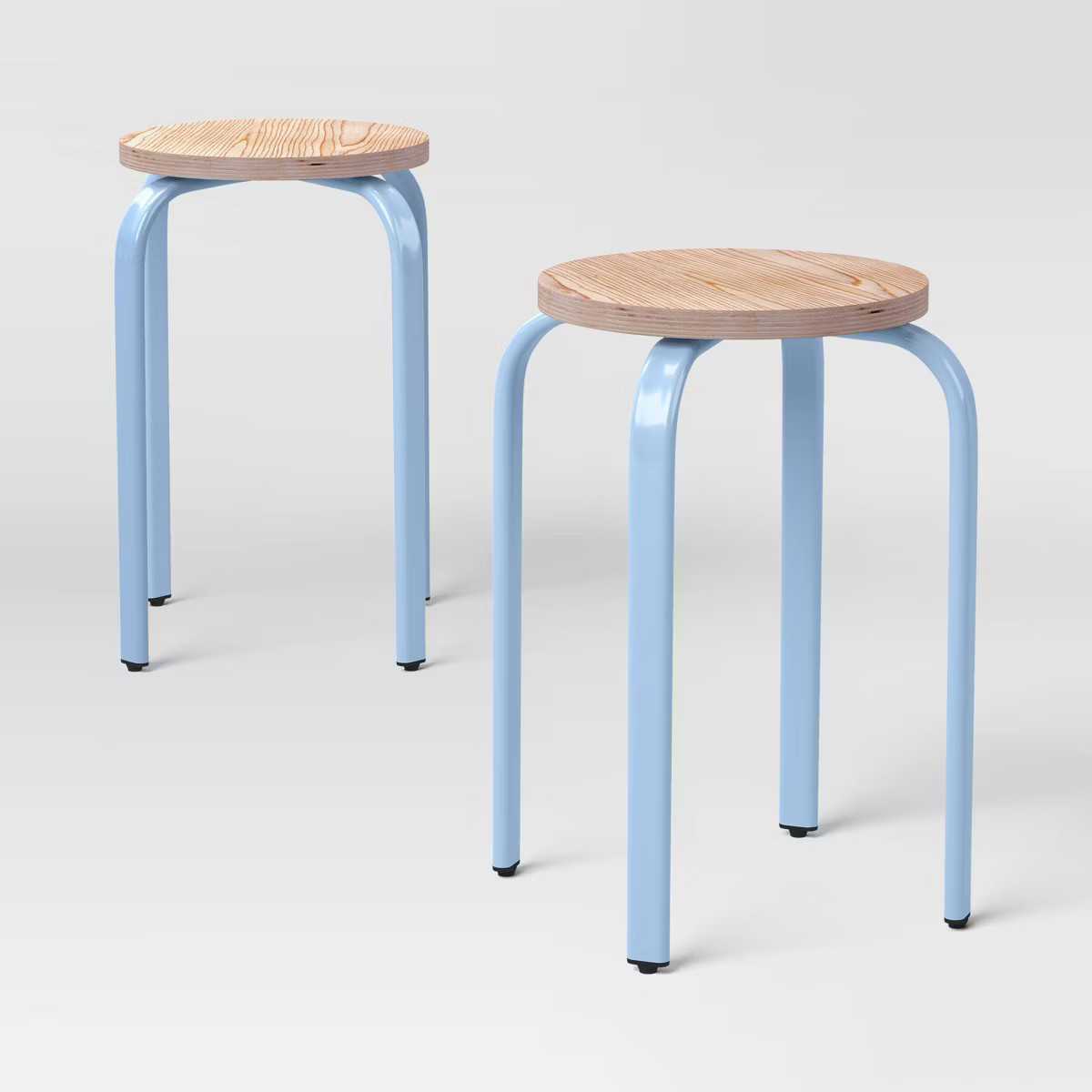 2pk Plywood with Metal Base Stacking Stool - Room Essentials™ | Target