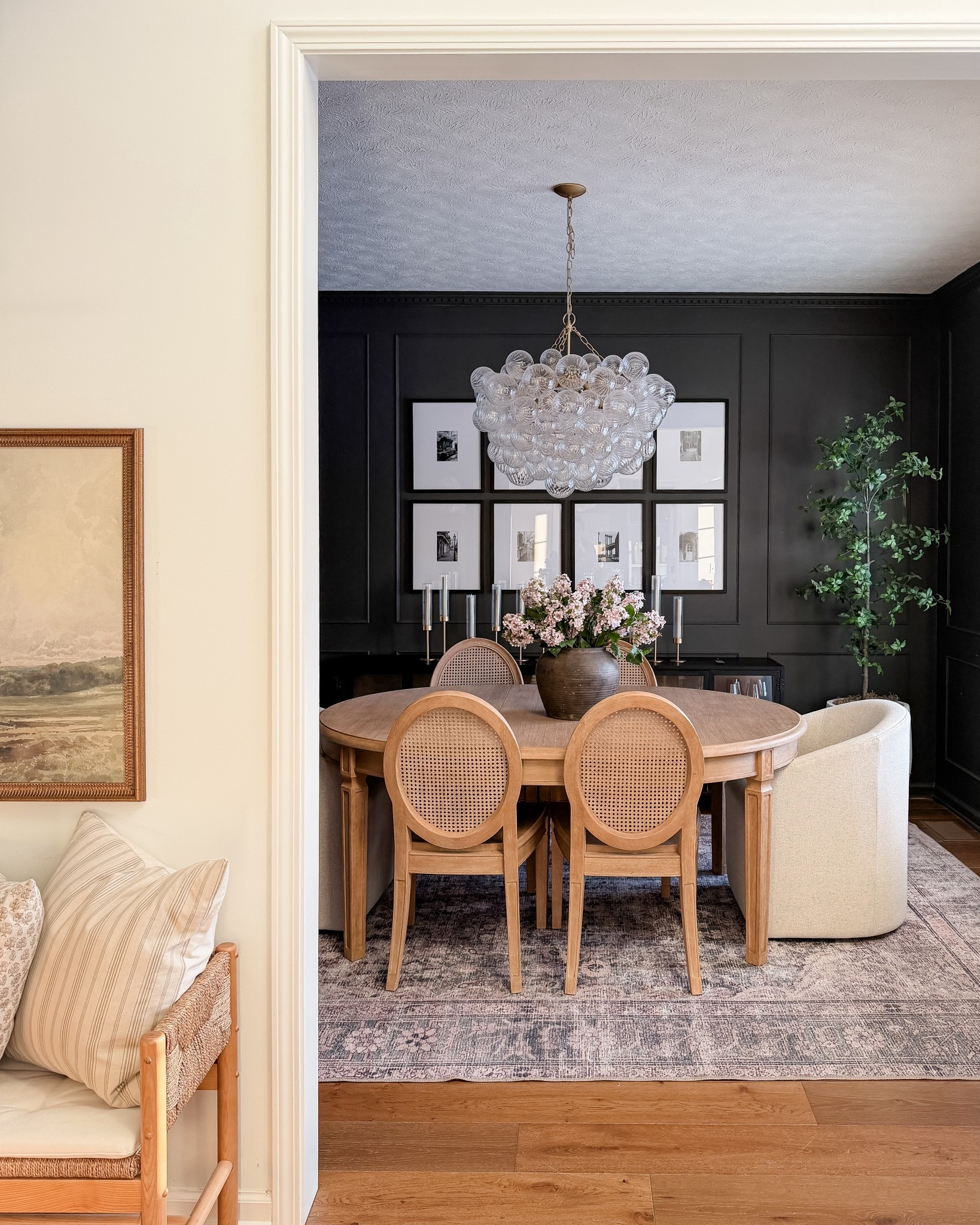 These gorgeous pale lilac stems are perfect for a pre-spring pop of muted color. I styled a bunch (12 🙊) of them in my dining room, but I also think they’d be gorgeous in a smaller woven or cream vase in a kitchen or on a coffee table. 

#LTKHome #LTKSaleAlert