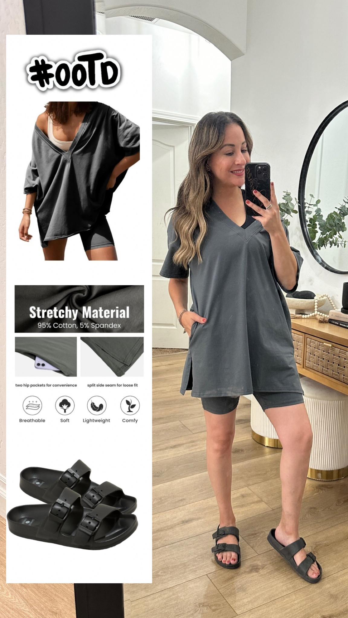 Easy outfit for everyday busy moms, traveling, or lounging around. This shirt set comes in various colors and the sandals do too

#LTKStyleTip #LTKFindsUnder50 #LTKTravel