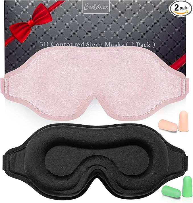 Sleep Mask for Men & Women, 2 Pack 3D Contoured Eye Mask for Sleeping with Adjustable Strap, BeeV... | Amazon (US)