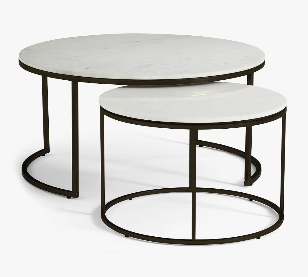 Delaney Round Marble Nesting Coffee Tables | Pottery Barn (US)