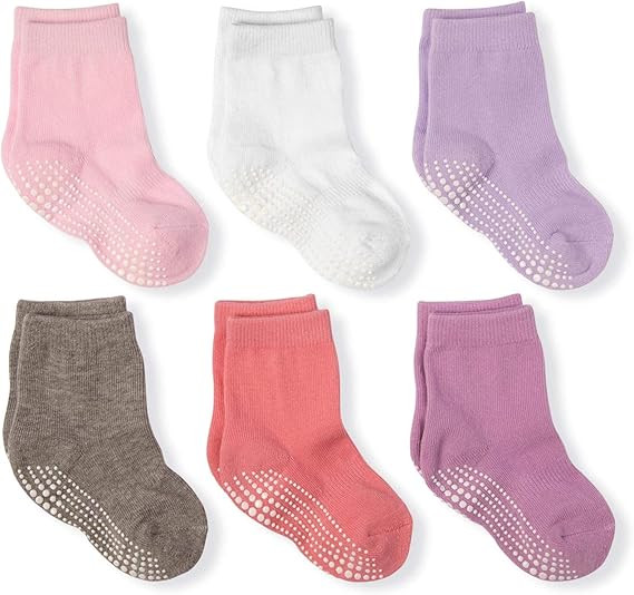 LA ACTIVE Non Slip Grip Ankle Boys and Girls Athletic Crew Socks for Babies Toddlers and Kids | Amazon (US)