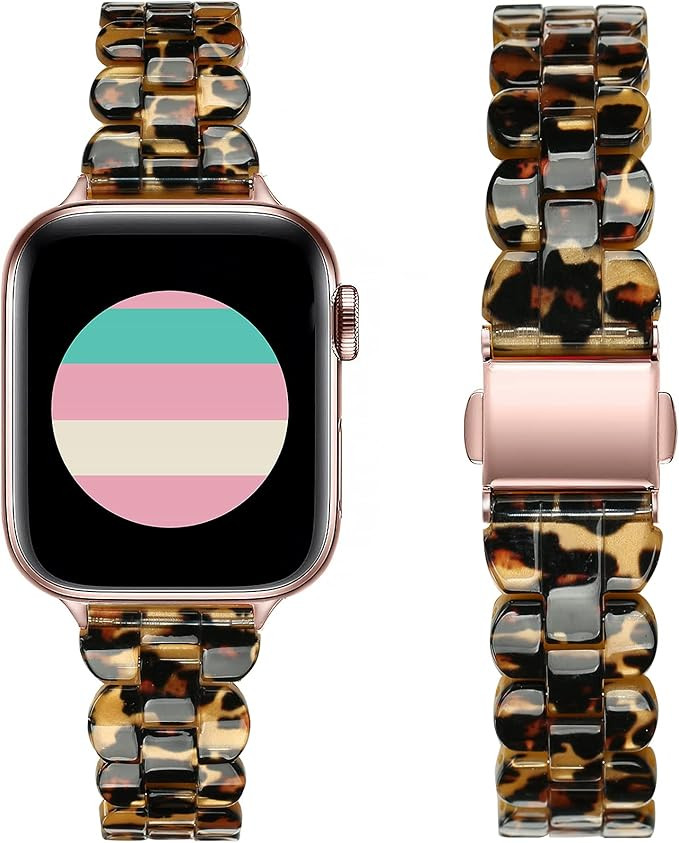Secbolt Band Compatible with Apple Watch Band 38mm 40mm 41mm 42mm 44mm 45mm Women, Slim Resin Bra... | Amazon (US)