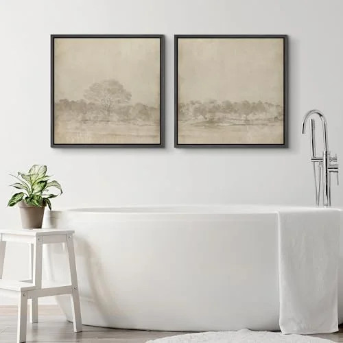 Framed Canvas Print Wall Art Set Vintage Sepia Forest Landscape Neutral Toned Tree Scene Illustra... | Walmart (US)