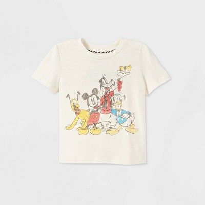 Toddler Boys' Mickey & Friends Short Sleeve Graphic T-Shirt - Off-White - Disney Store | Target