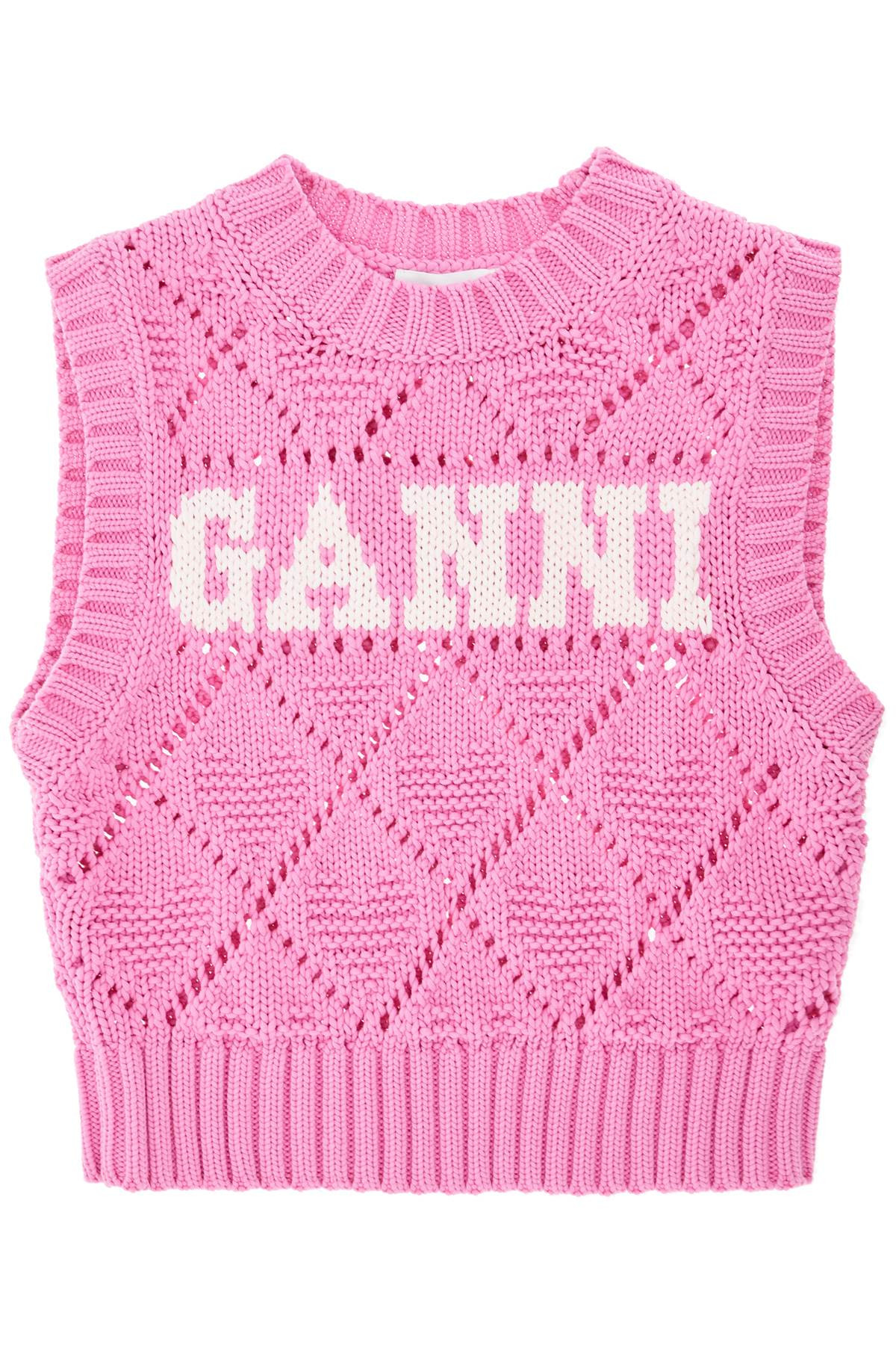 Ganni Knitted Logo Vest In Seven | Italist.com US