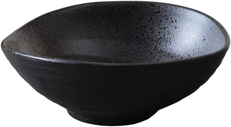MYERZI Ceraminc Plastic Wooden Textured Stoneware Bowls Matte Black Cutlery Porcelain Salad Servi... | Amazon (US)