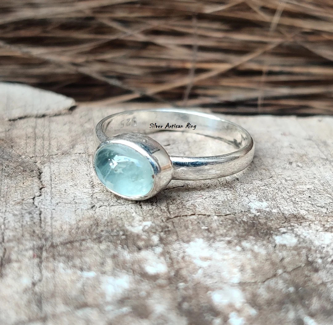 Natural Aquamarine Ring, 925 Sterling Silver Ring, Dainty Ring, Gemstone Ring, Birthday Gift Ring... | Etsy (US)