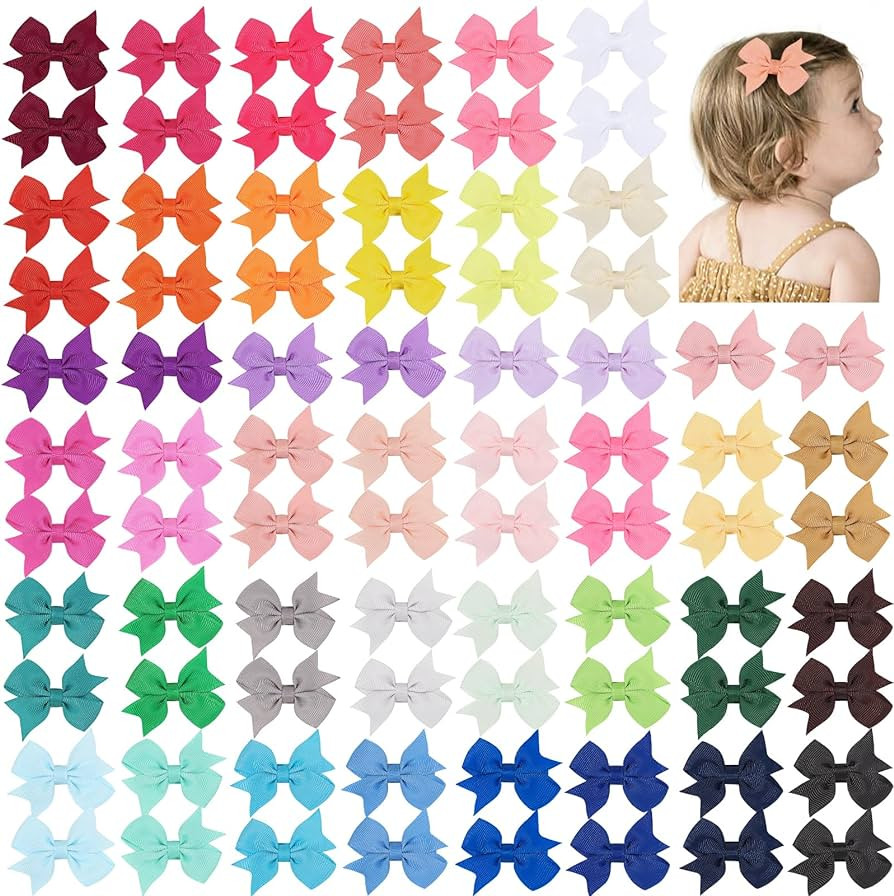 80PCS 2 Inch Baby Hair Bows Clips for Girls Grosgrain Ribbon Fully Lined Infant Hair Clips Access... | Amazon (US)