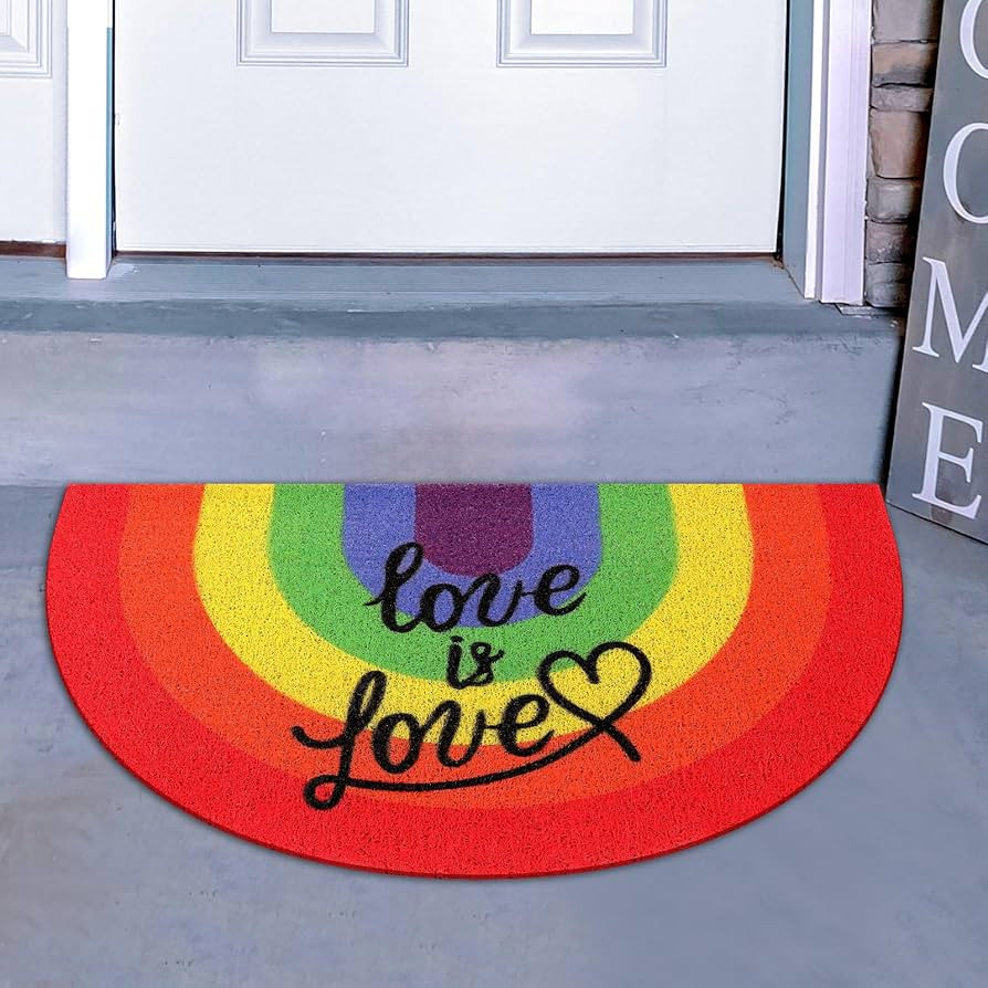 Pride Day Rainbow Doormat Gay Pride Non Slip Mat Love is Love LGBTQ Front Door Rubber Rug for Rai... | Amazon (US)