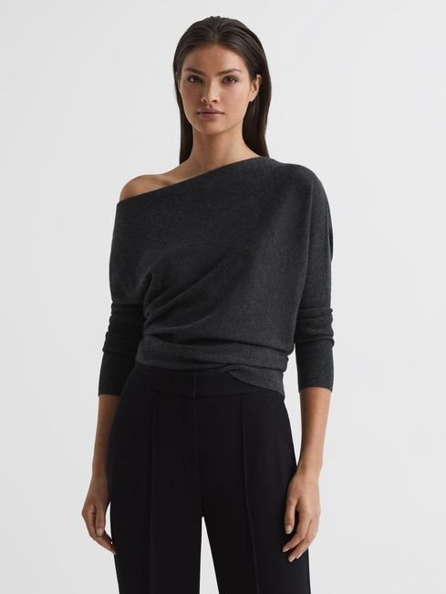 Cashmere Slash Neck Knitted Jumper | Reiss (UK)