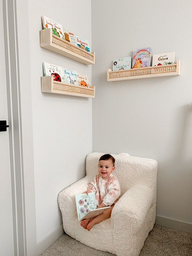 Rattan Shelf, Nursery Bookshelf, Nursery Shelves, Nursery Shelf, Bookshelves, Kid's Bookshelf, Nu... | Etsy (US)