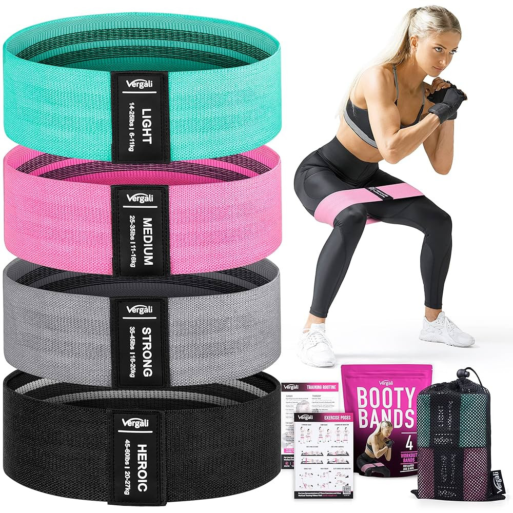 Resistance Bands for Working Out with Workout Bands Guide. 4 Booty Bands for Women Men Fabric Ela... | Amazon (US)