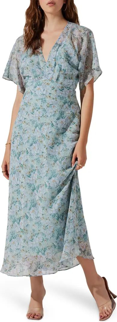 Floral Flutter Sleeve Chiffon Dress | Nordstrom