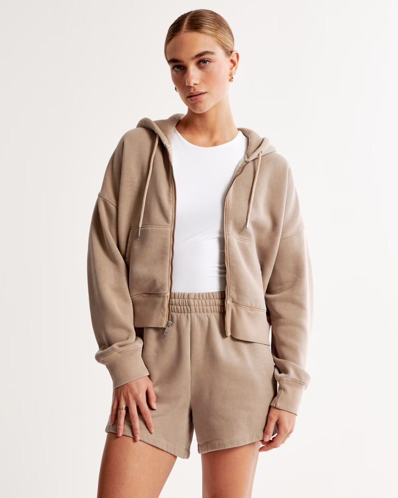 Essential Ribbed Sunday Hooded Full-Zip | Abercrombie & Fitch (US)