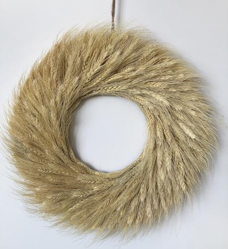 Dried Wheat Wreath, 15''-16'' Fall W reath for Front Door, Pampas Dried Flower for All Seasons, Boho Wall Decor, Farmhouse Rustic Floral DIY Wreath Arrangement | Amazon (US)
