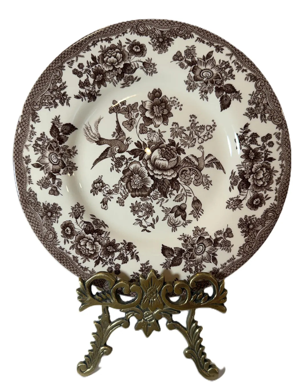 Vintage Royal Stafford Brown Toile Transferware 8.5" Plate, English Ceramic Floral Plate, Made in... | Etsy (US)