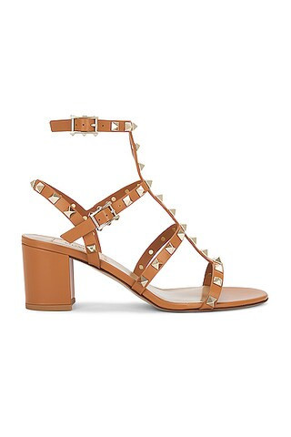 Valentino Garavani Rockstud Sandal in Tan | FWRD 