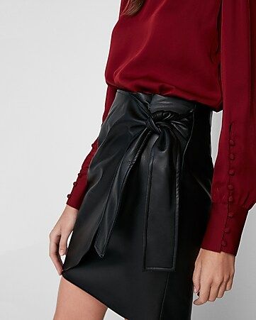 (minus The) Leather High Waisted Wrap Front Skirt | Express