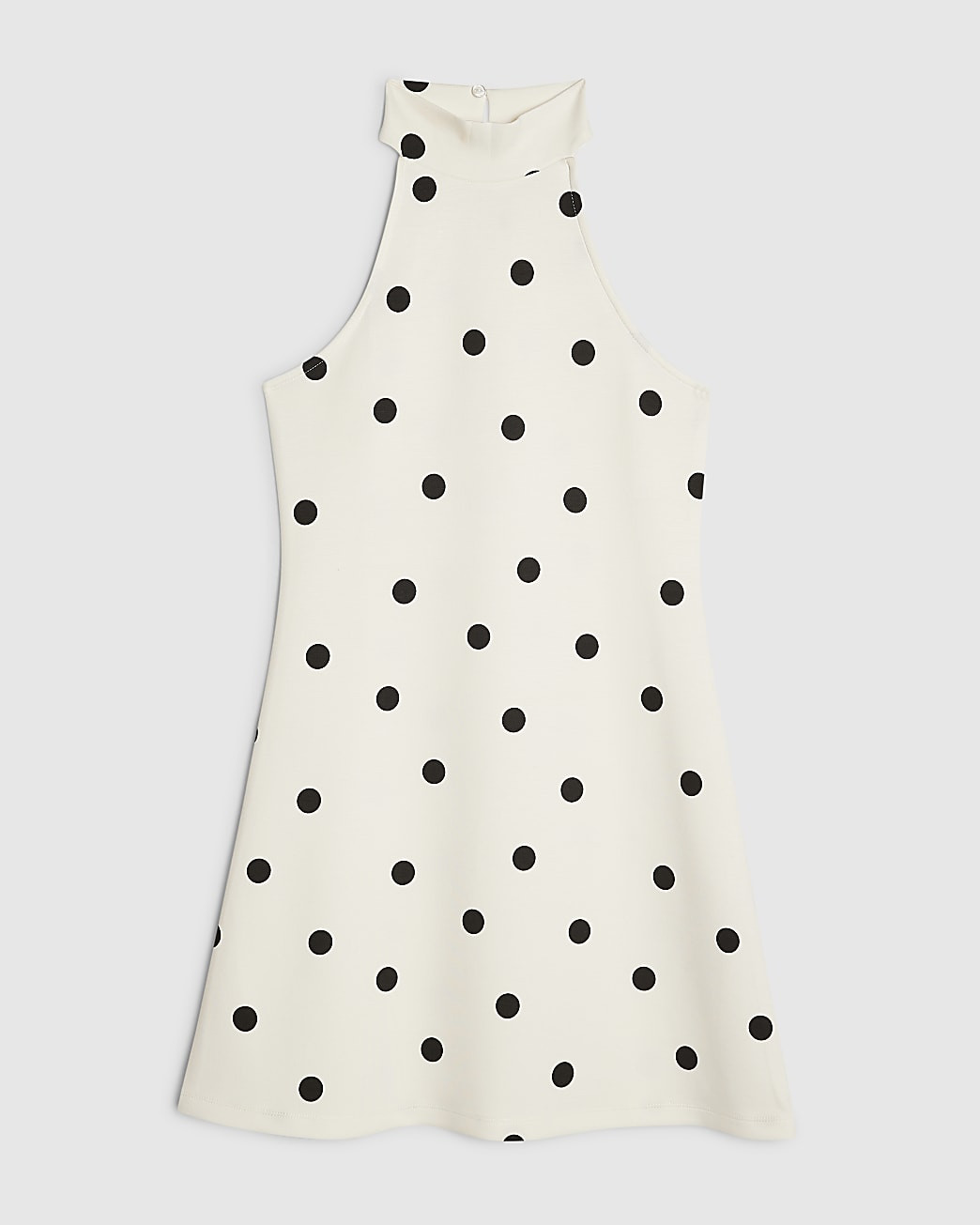 Cream Premium Polka Dot Halter Mini Dress | River Island UK & IE