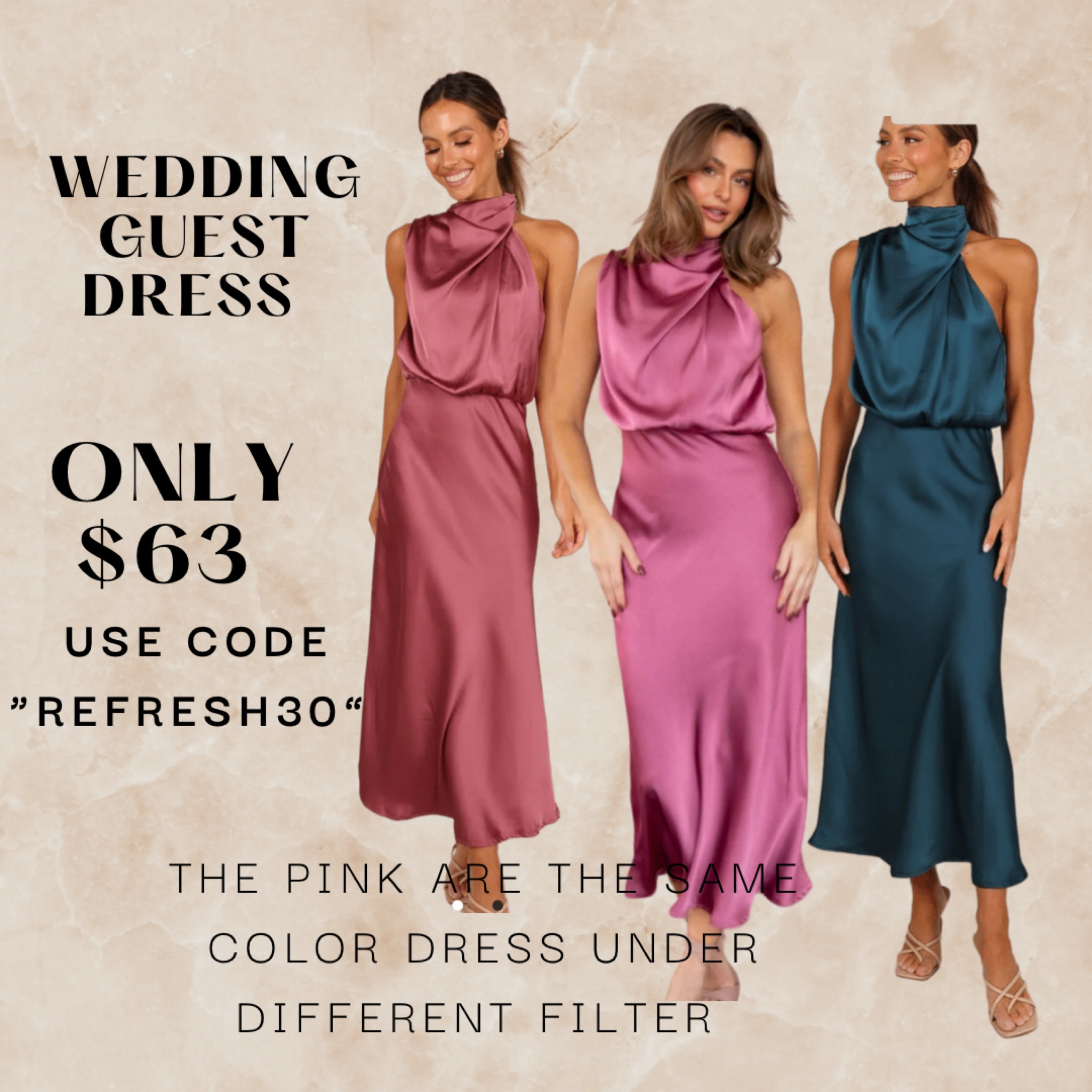 Beautiful #satinweddinguestdress the price is unbelievable! Grab it for your next special event! Comes in three color but the floral one is sold out. 

#LTKunder100 #LTKwedding #LTKsalealert