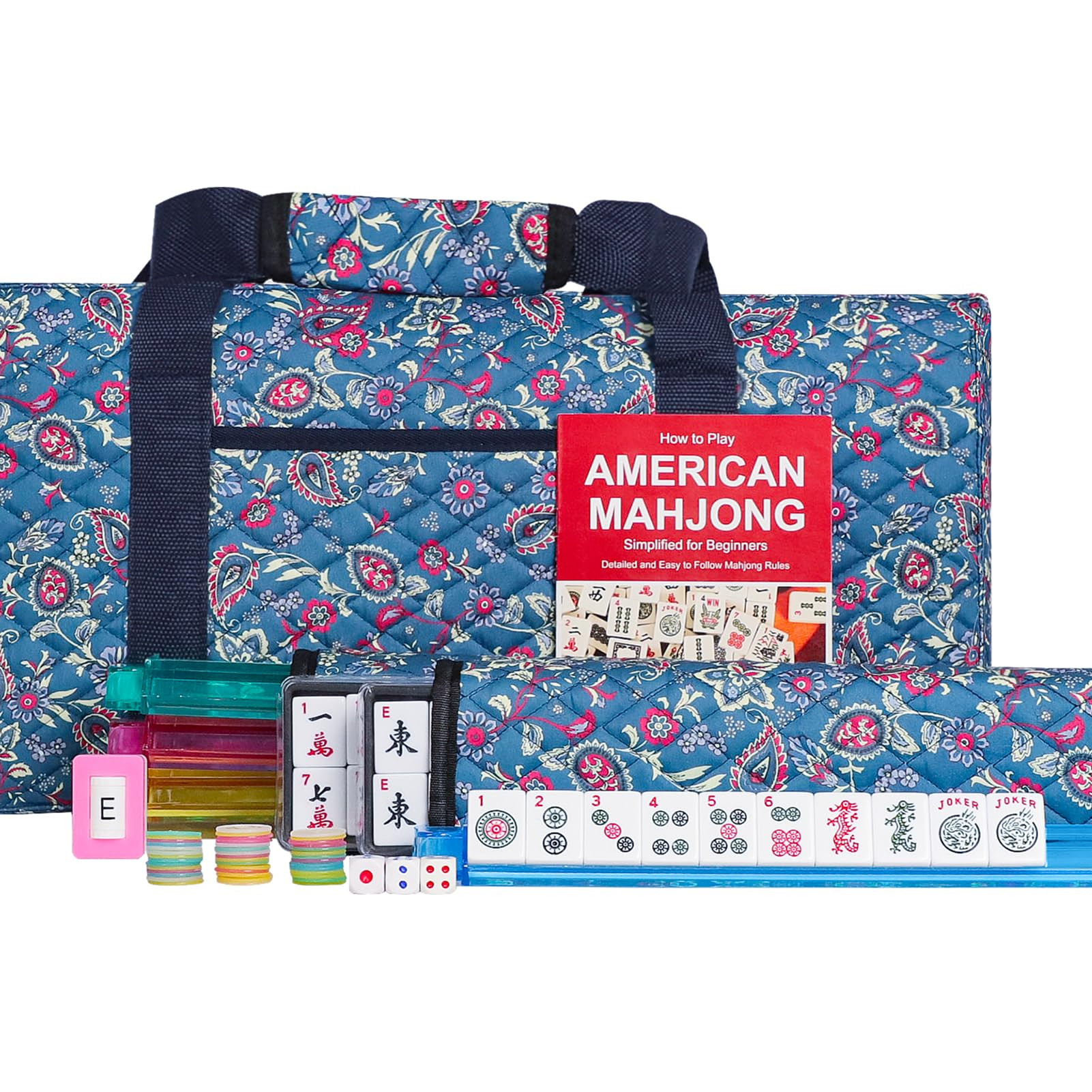 American Mahjong Set, Mahjong Game Set, 166 Tiles with Blue and Red Bag, 4 All-in-One Rack/Pusher... | Amazon (US)