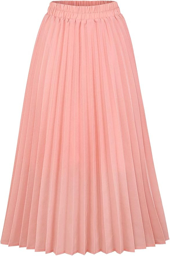 CHARTOU Womens Chic Elastic High Waisted A Line Leopard Print Pleated Shirring Midi-Long Skirt | Amazon (US)