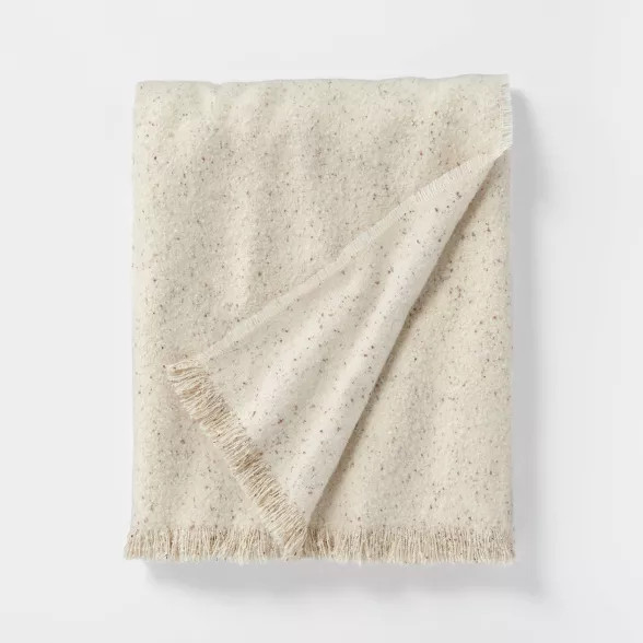 Boucle Faux Mohair Throw Blanket Cream/White - Threshold™ designed with Studio McGee | Target