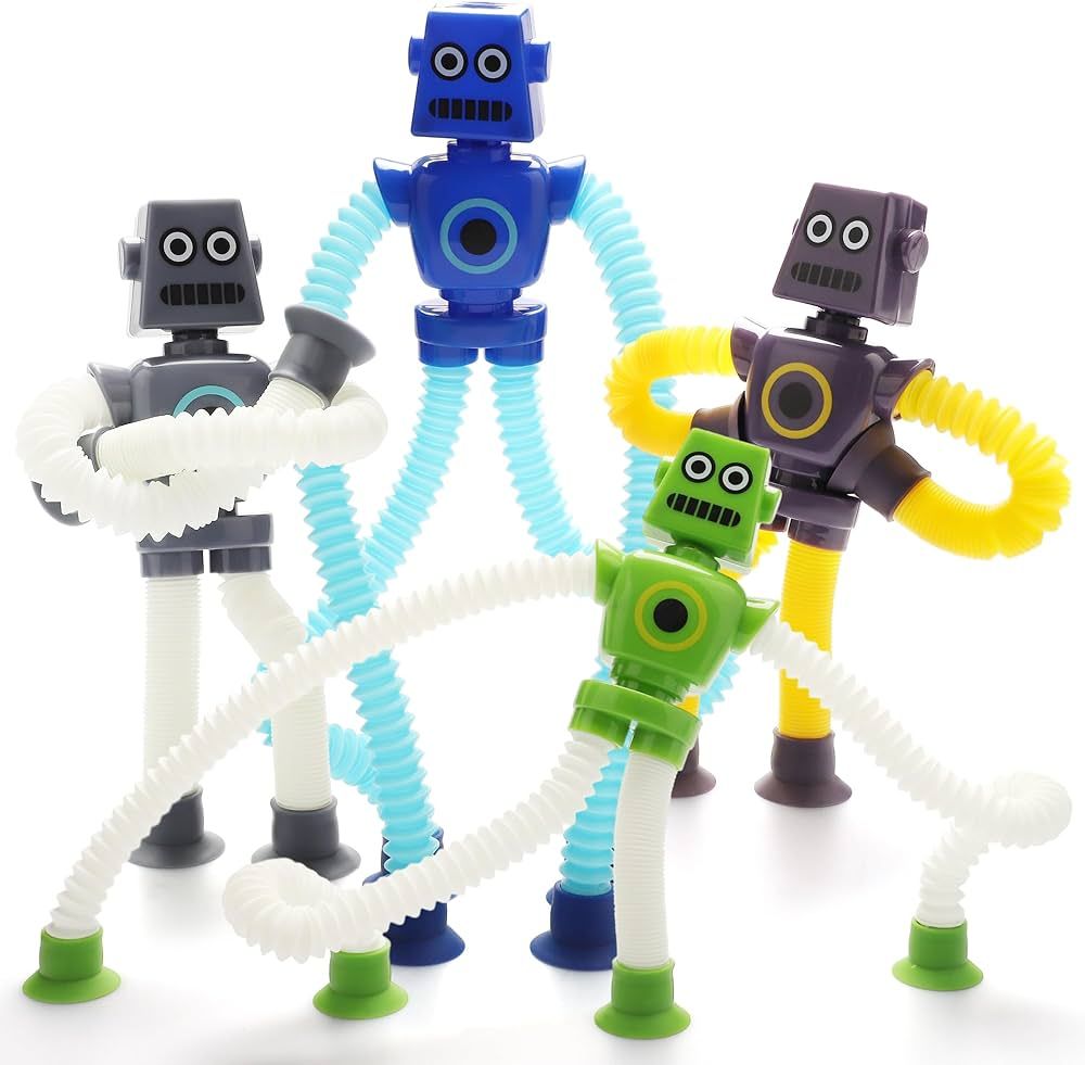 Amazon.com: Boxgear 4 Pieces LED Shape Changing Robot Toy, Telescopic Pop Tubes Fidget Toys, Sens... | Amazon (US)