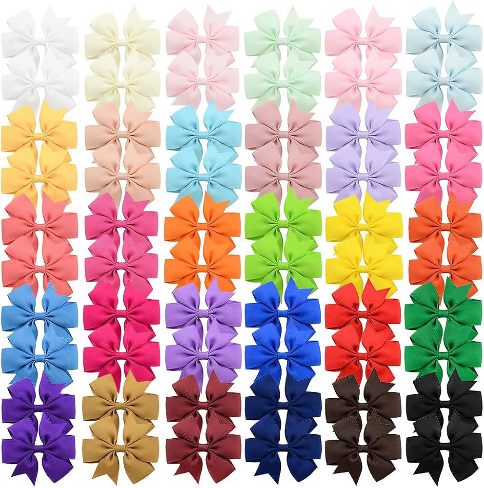 60PCS 3 Inch Hair Bows for Girls Grosgrain Ribbon Toddler Hair Accessories with Alligator Clip Bo... | Amazon (US)