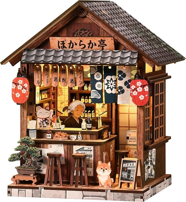 ISSEVE Book Nook Kit, Japanese Dollhouse Booknooks Kit Bookshelf Decoration | Amazon (US)