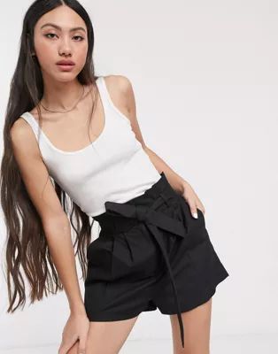 ASOS DESIGN linen shorts with paperbag waist and belt | ASOS US