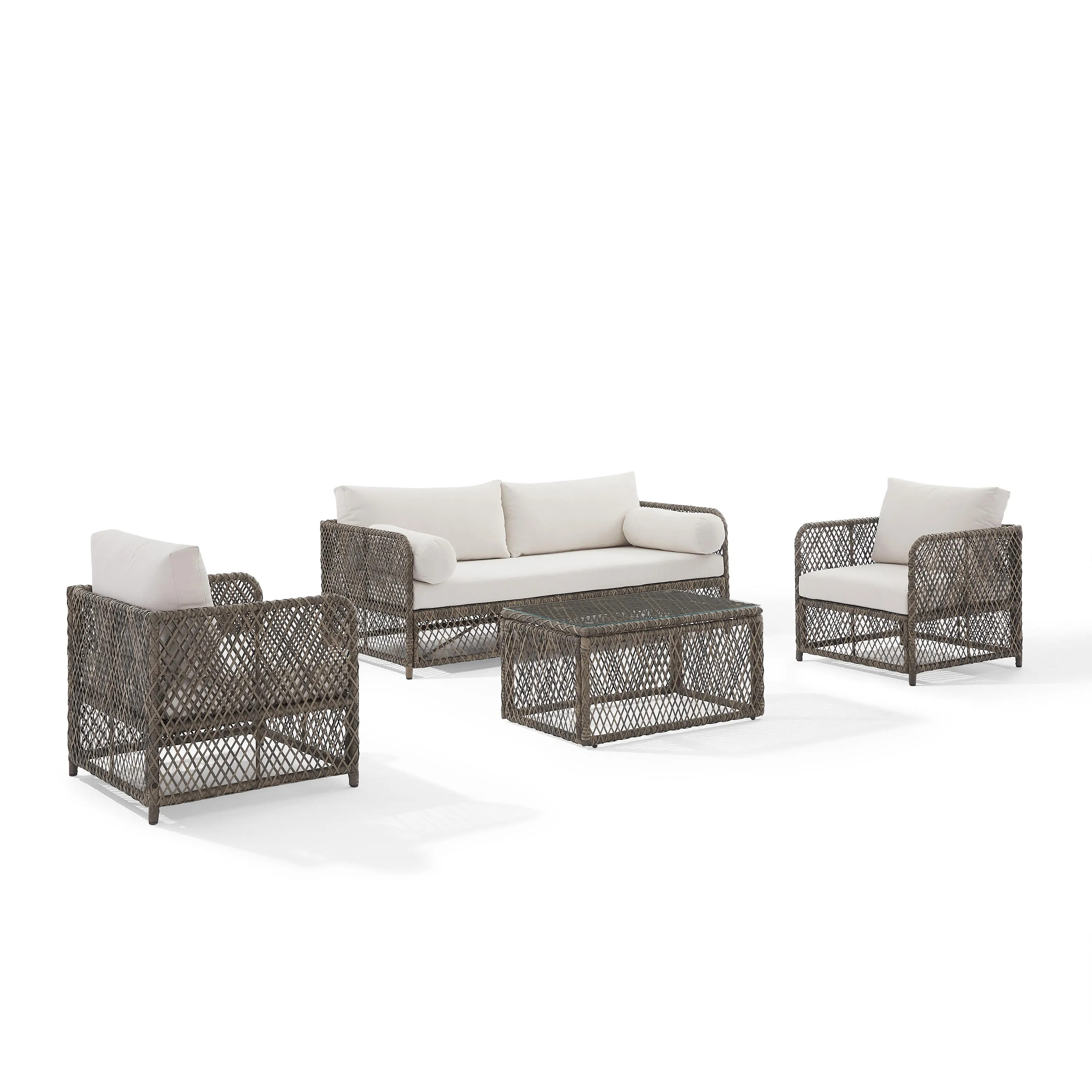 Crosley Furniture Granite Bay Outdoor Sofa with Coffee Table and 2 Armchairs | Ashley