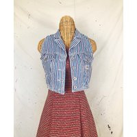 Vintage Guess Striped Denim Vest | xs-M | Etsy (US)