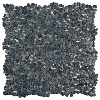 Merola Tile Pebblini Graphite 12-1/4 in. x 12-1/4 in. x 7 mm Pebble Stone Mosaic Tile (10.4 sq. ft./Case), Graphite / Low Sheen | The Home Depot