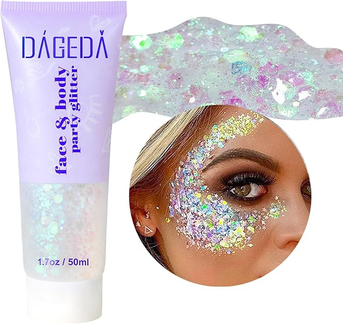 DAGEDA Body Glitter Gel, Face Glitter Body Gel Sequins Shimmer Liquid Eyeshadow, Chunky Glitter f... | Amazon (US)