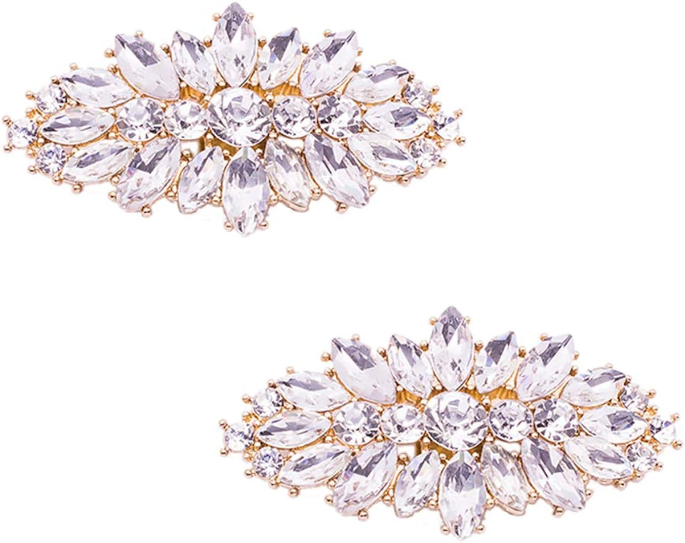 Ruihfas Fashion Decorative Silver/Gold Tone Crystal Rhinestone Shoes Clutch Dress Hat Shoe Clips ... | Amazon (US)