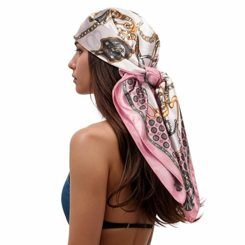 RIIQIICHY Head Scarf for Women Like Silk Scarf Hair Scarf Printed Square Scarf Bandanas for Women 35 Inches | Amazon (US)