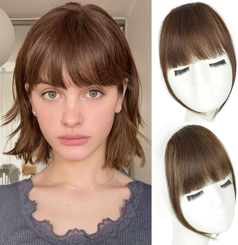 Clip In Bangs Human Hair Bangs 100% Real Human Hair Clip on bangs for women Fringe with Temples H... | Amazon (US)