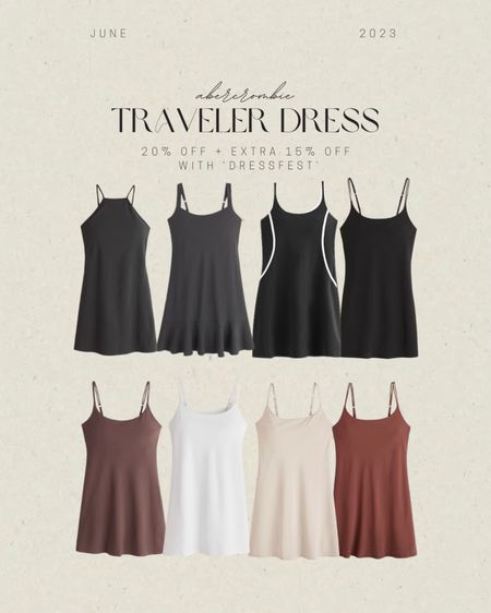 Abercrombie sale: 20% off dresses + extra 15% off with DRESSFEST // traveler dress, athletic dress, summer, neutral, fit // 

#LTKunder50 #LTKstyletip #LTKsalealert