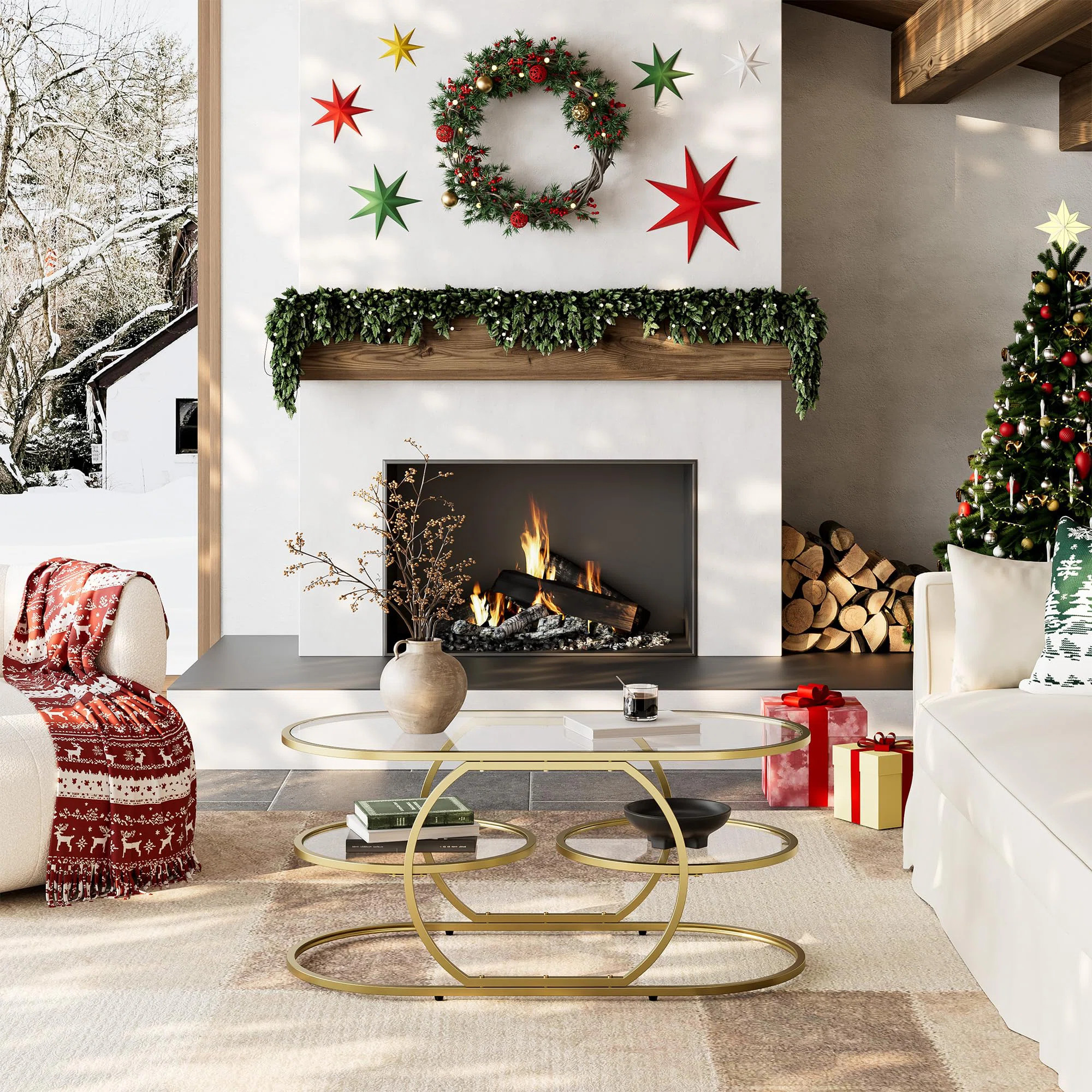 40" Glass Top Coffee Table With Metal Frame | Wayfair North America