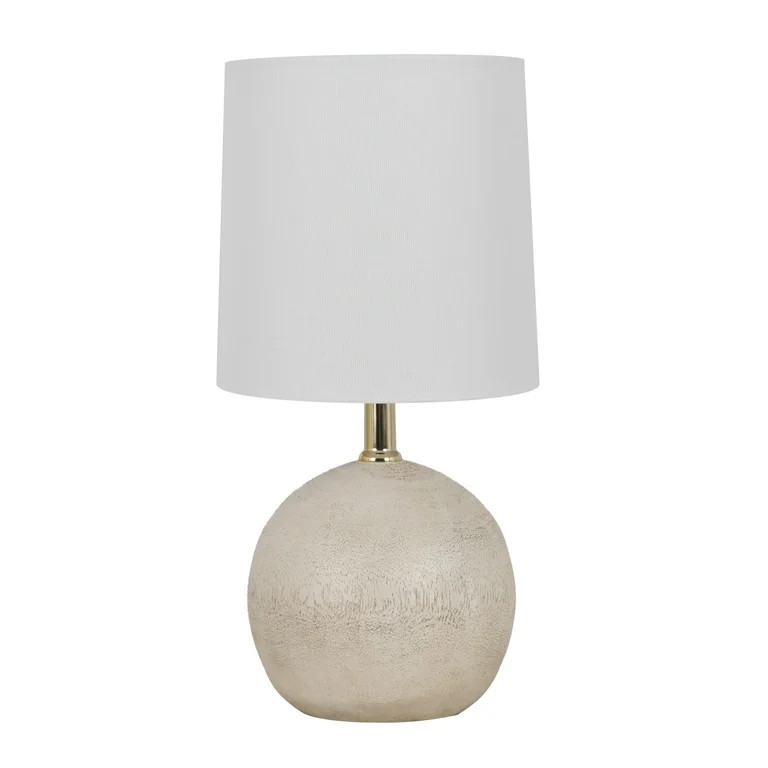 Mainstays 12.75 Inch White Ball Table Lamp with White Linen Shade | Walmart (US)