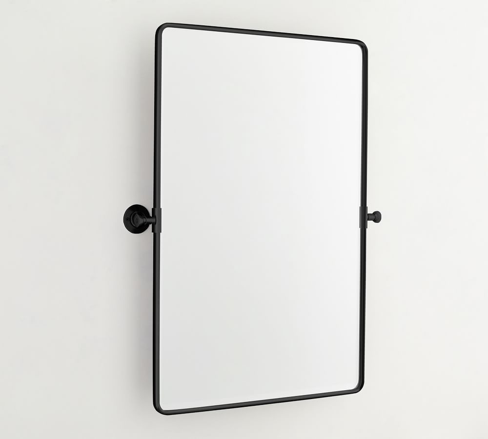 Matte Black Vintage Rounded Rectangle Pivot Mirror, 27x35&amp;quot; | Pottery Barn (US)