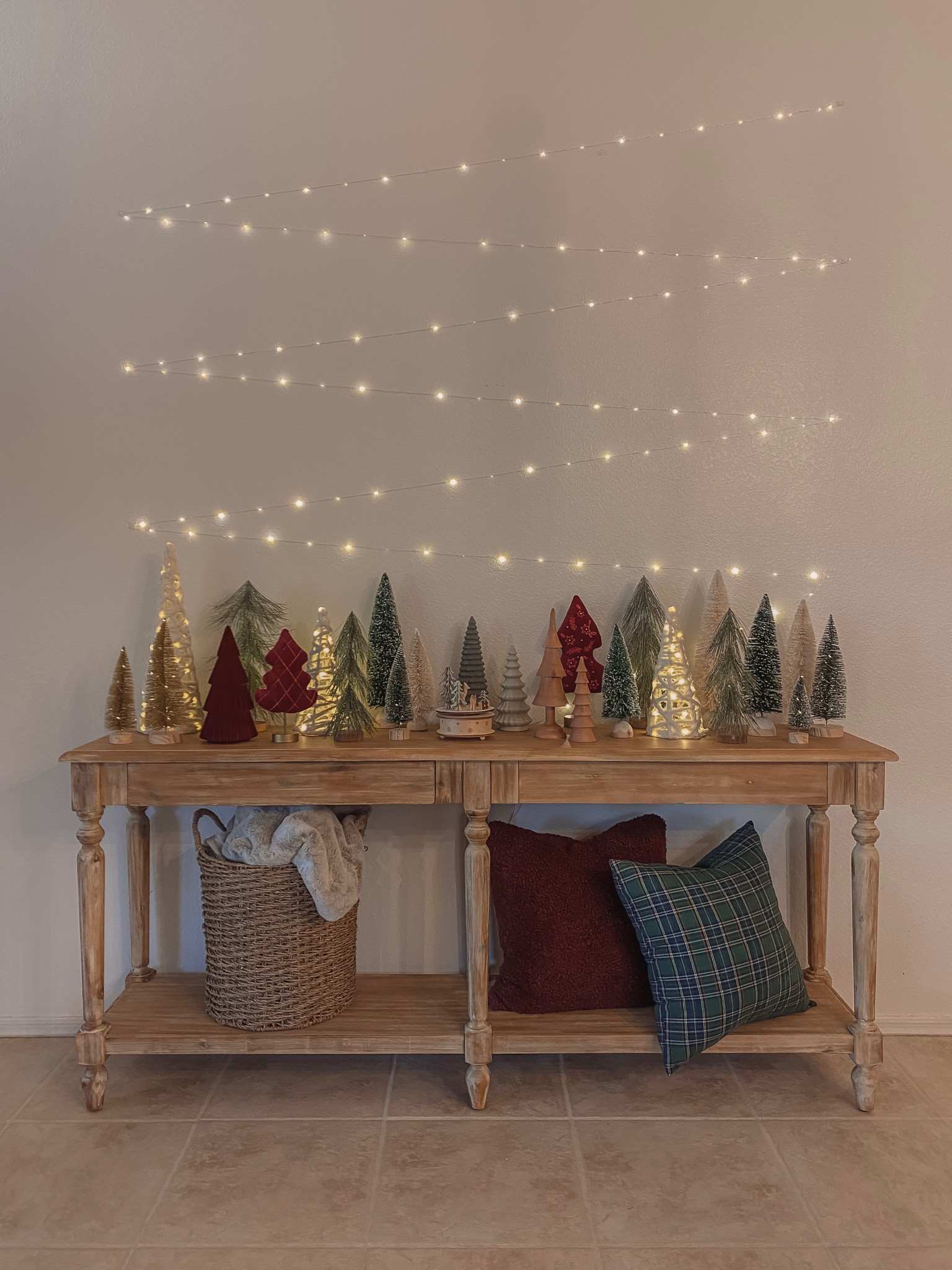 Christmas decor. Christmas entryway. Entryway table. Table top Christmas trees. 

#LTKSeasonal #LTKHoliday #LTKhome