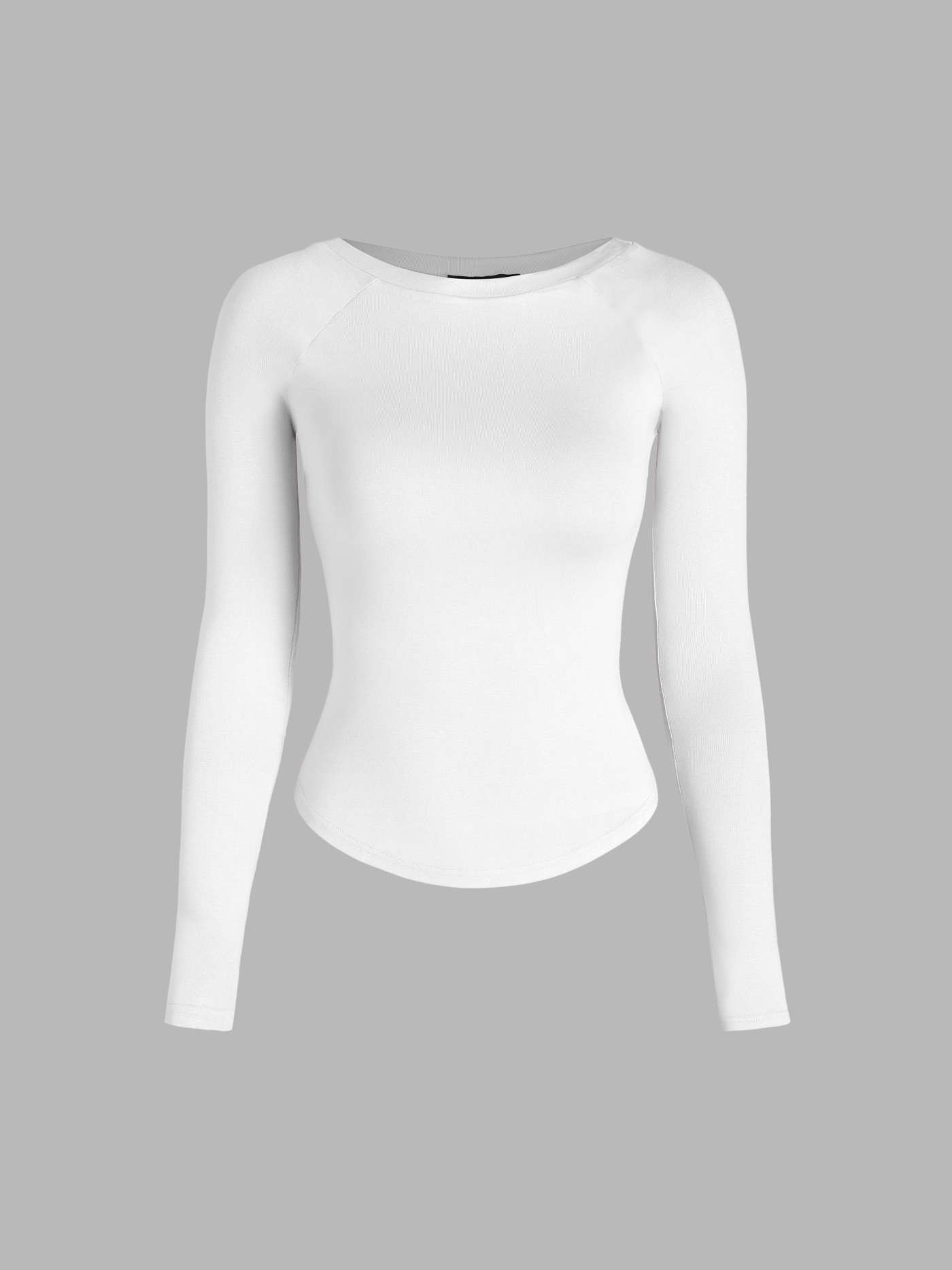Round Neckline Solid Long Sleeve Tee | Cider