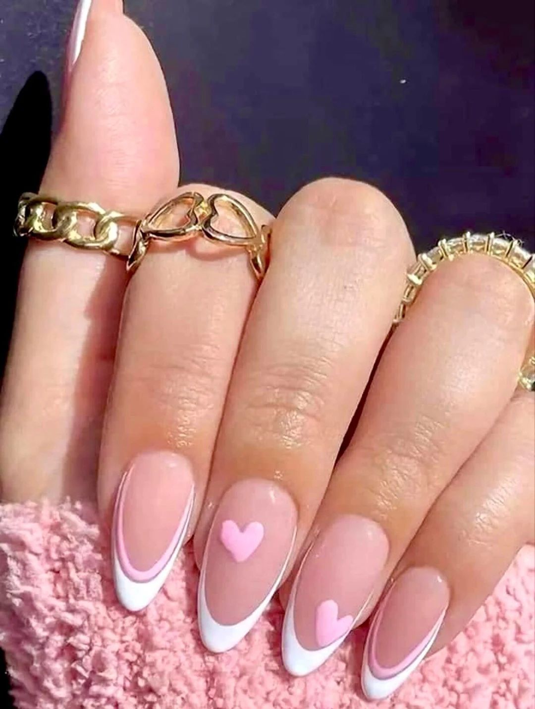 Roxette-french Nails-pink Nails-heart Nails-luxury Nails-pretty Nails-vday Nails-valentines Day N... | Etsy (US)