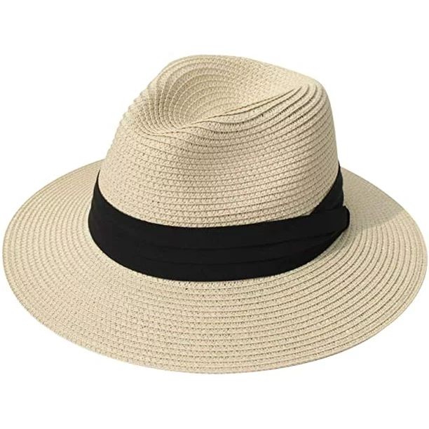 Lollanda Men Women Straw Hat Adjustable Panama Hat Unisex Wide Brim Fedora Sunhat Foldable Beach ... | Walmart (US)