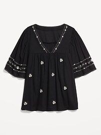 Floral-Embroidered V-Neck Bell-Sleeve Top for Women | Old Navy (US)